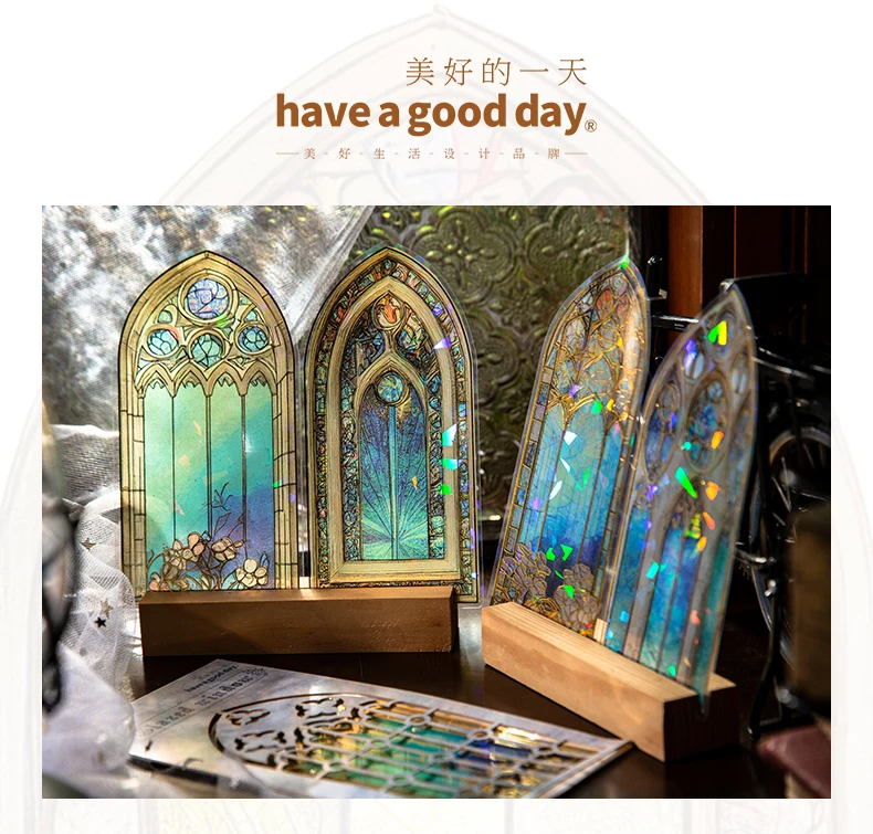 JIAMEI 10pcs/pack Flowers Window Stickers Gold Foil Decor Junk Journal DIY Srapbooking Collage Stationery PET Twinkle Stickers