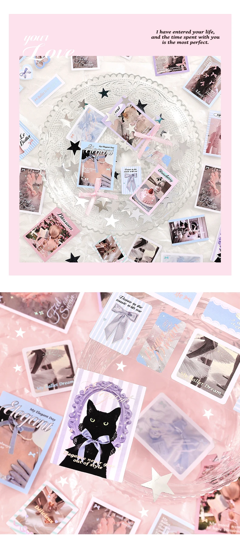 2m/roll Kawaii Korean Stationery Stickers Love Ballet Series Die Cutting Tape DIY Scrapbook Decoration Diary Aesthetic Supplies