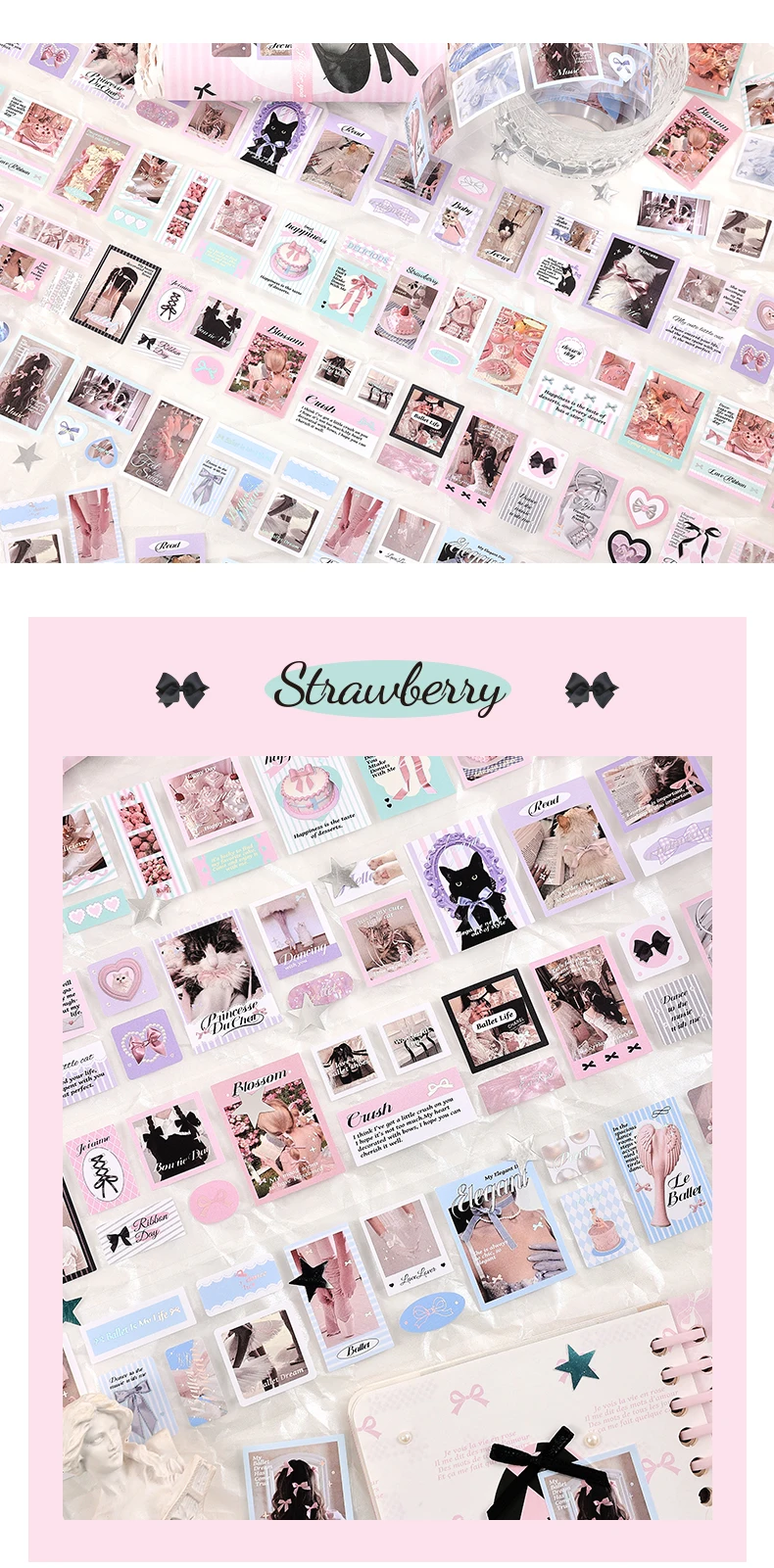 2m/roll Kawaii Korean Stationery Stickers Love Ballet Series Die Cutting Tape DIY Scrapbook Decoration Diary Aesthetic Supplies