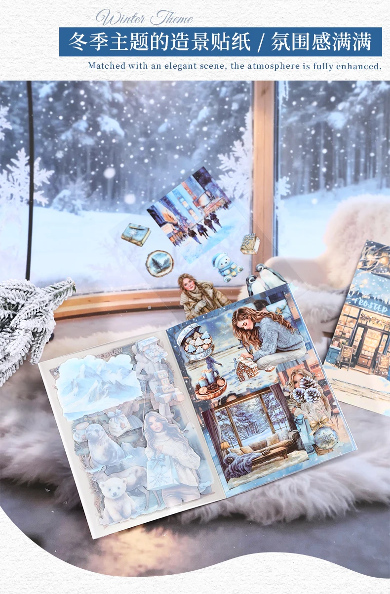20pcs Snow Country Fantasy Winter Theme Sticker Book Snowy Atmosphere Scene Materials Planner Diary Album Collage Decor Mr.Paper