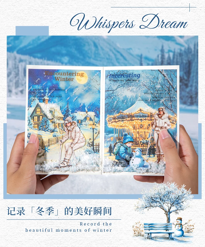 20pcs Snow Country Fantasy Winter Theme Sticker Book Snowy Atmosphere Scene Materials Planner Diary Album Collage Decor Mr.Paper
