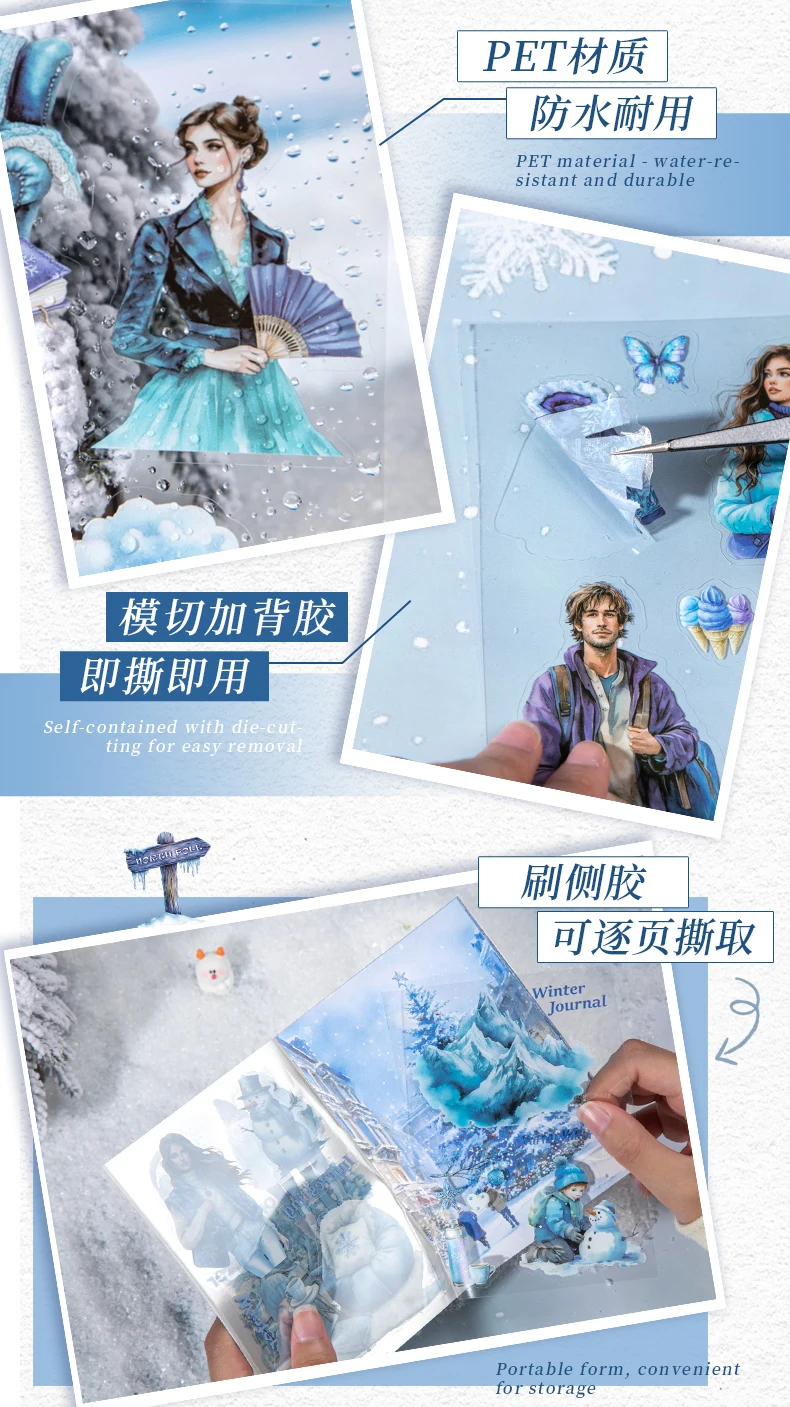 20pcs Snow Country Fantasy Winter Theme Sticker Book Snowy Atmosphere Scene Materials Planner Diary Album Collage Decor Mr.Paper