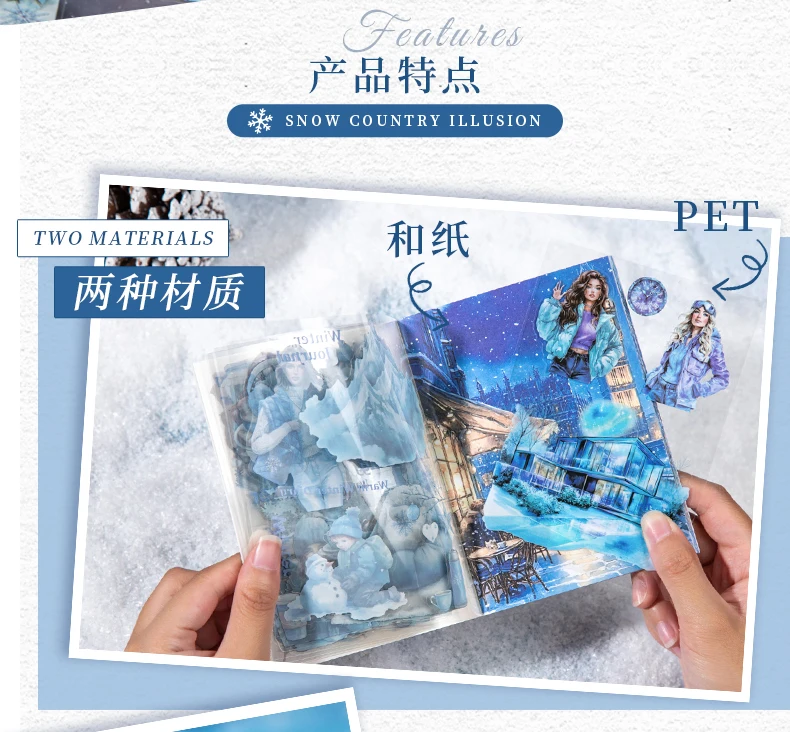 20pcs Snow Country Fantasy Winter Theme Sticker Book Snowy Atmosphere Scene Materials Planner Diary Album Collage Decor Mr.Paper