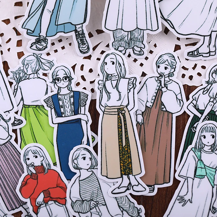 20pcs Hand Account Cute Stickers Girl Character Suit Facial Expression Pack Ins Style Notebook Cartoon Stationary Kawaii