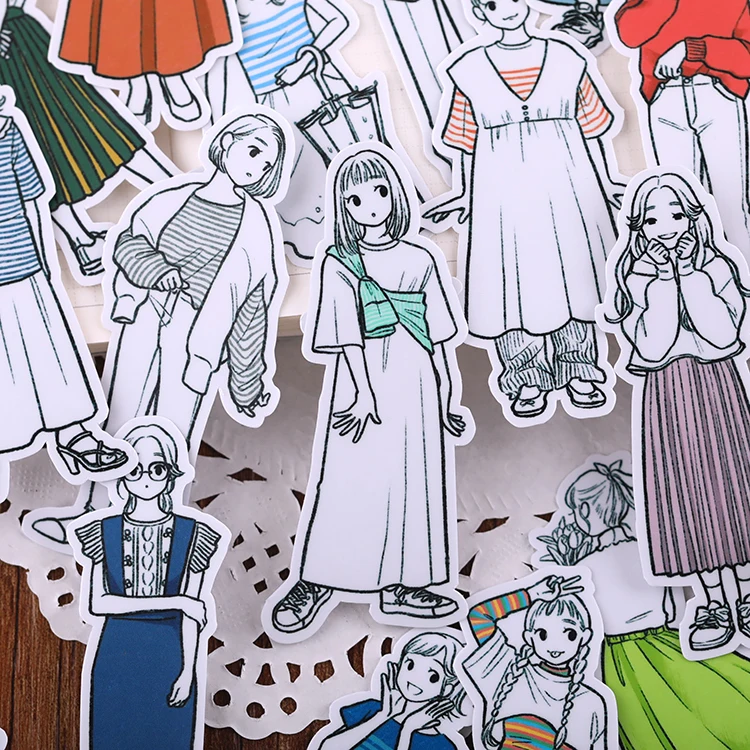 20pcs Hand Account Cute Stickers Girl Character Suit Facial Expression Pack Ins Style Notebook Cartoon Stationary Kawaii