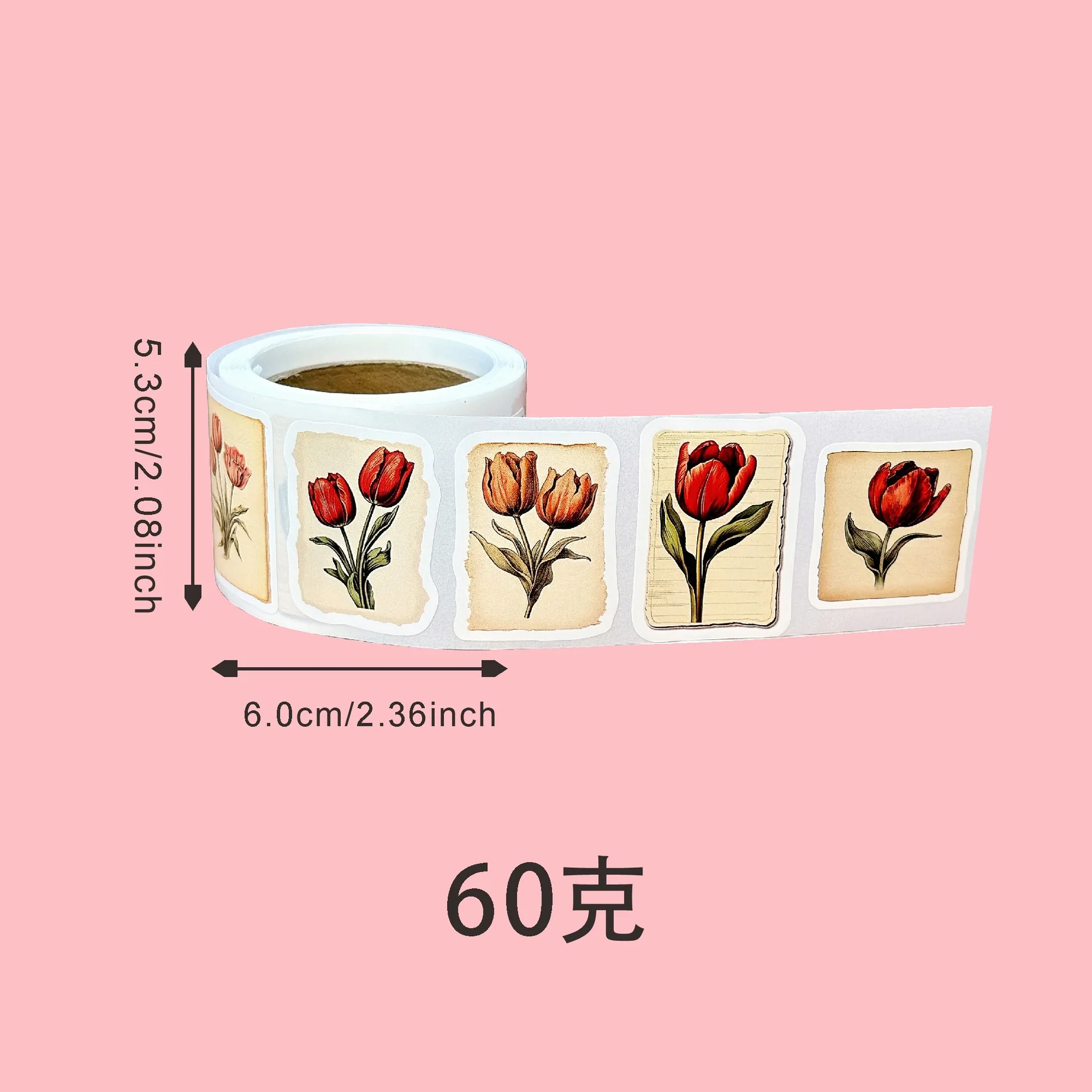 250Pcs/1 Roll Tulip Flowers Beautiful Flowers Sticker Decoration Gift Box Sticker Label Stationery Sticker