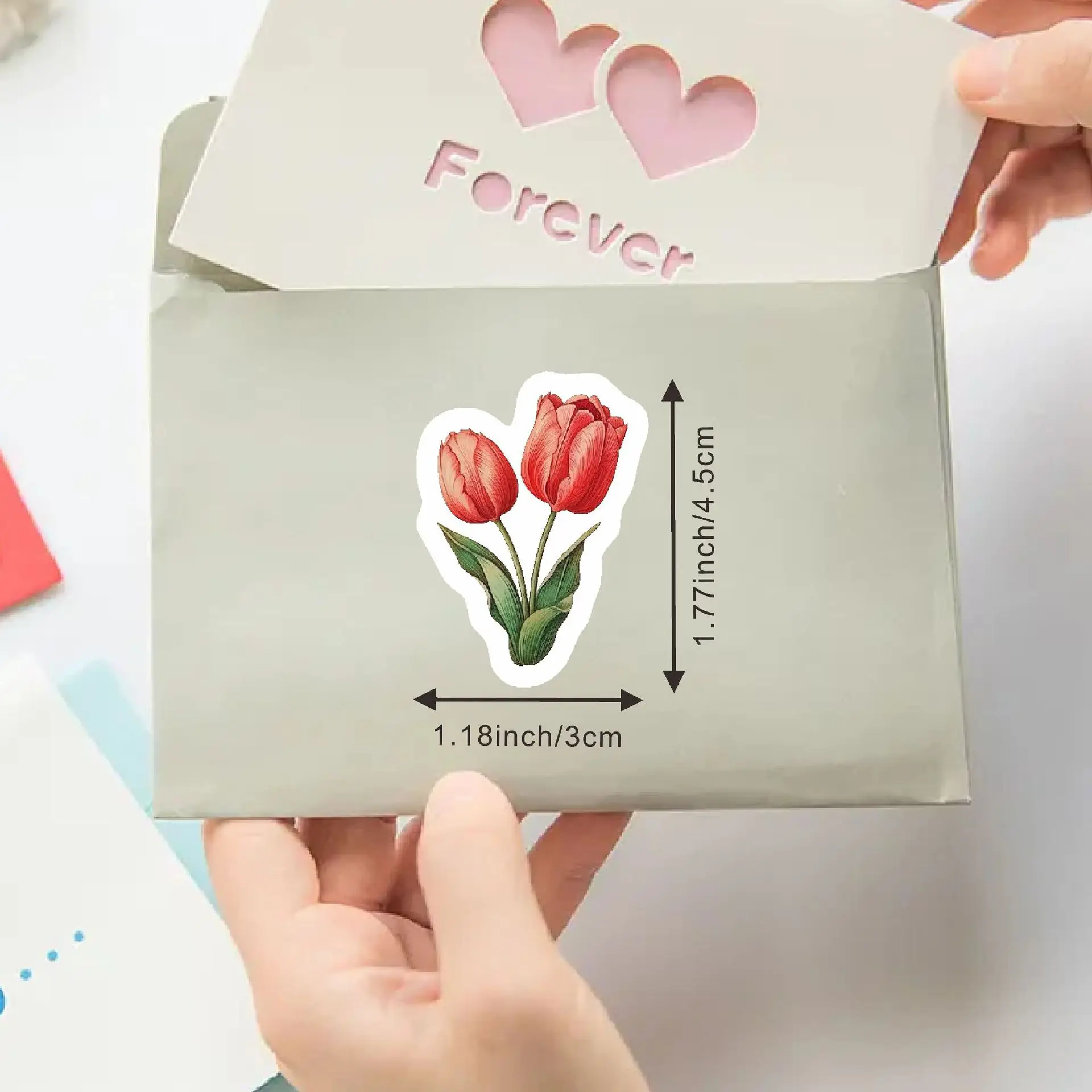 250Pcs/1 Roll Tulip Flowers Beautiful Flowers Sticker Decoration Gift Box Sticker Label Stationery Sticker