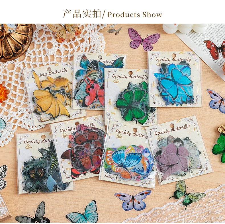 40pcs Variety Butterfly Decorative Waterproof Stickers Cute Aesthetics Sticker DIY Scrapbooking Aesth Decor Sticker Stationery