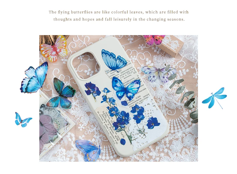 40pcs Variety Butterfly Decorative Waterproof Stickers Cute Aesthetics Sticker DIY Scrapbooking Aesth Decor Sticker Stationery