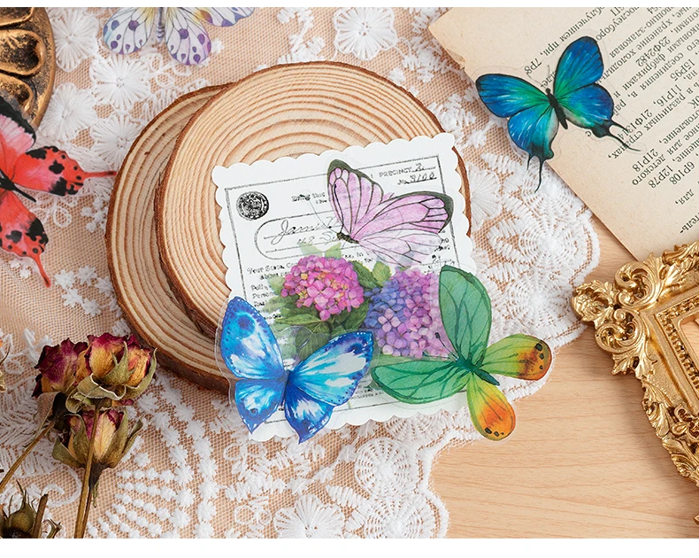 40pcs Variety Butterfly Decorative Waterproof Stickers Cute Aesthetics Sticker DIY Scrapbooking Aesth Decor Sticker Stationery