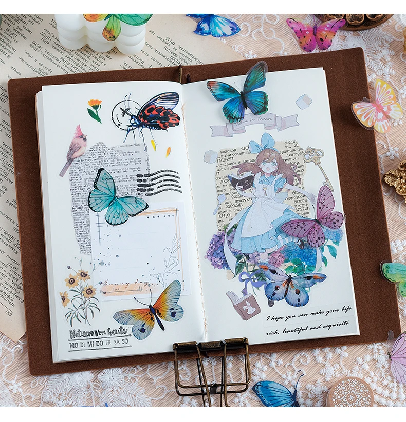40pcs Variety Butterfly Decorative Waterproof Stickers Cute Aesthetics Sticker DIY Scrapbooking Aesth Decor Sticker Stationery