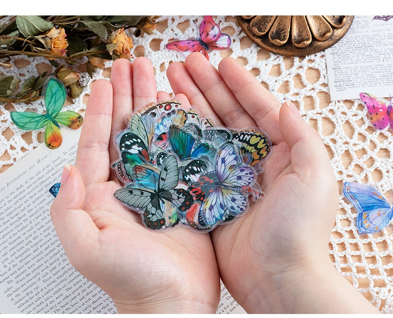 40pcs Variety Butterfly Decorative Waterproof Stickers Cute Aesthetics Sticker DIY Scrapbooking Aesth Decor Sticker Stationery