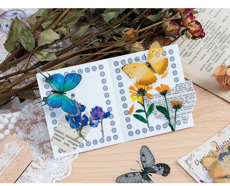 40pcs Variety Butterfly Decorative Waterproof Stickers Cute Aesthetics Sticker DIY Scrapbooking Aesth Decor Sticker Stationery