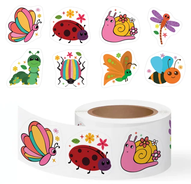 50-500pcs Cartoon Insects Spider Butterfly Roll Stickers Decals For Phone Laptop Notebook Skateboard Guitar DIY Stickers
