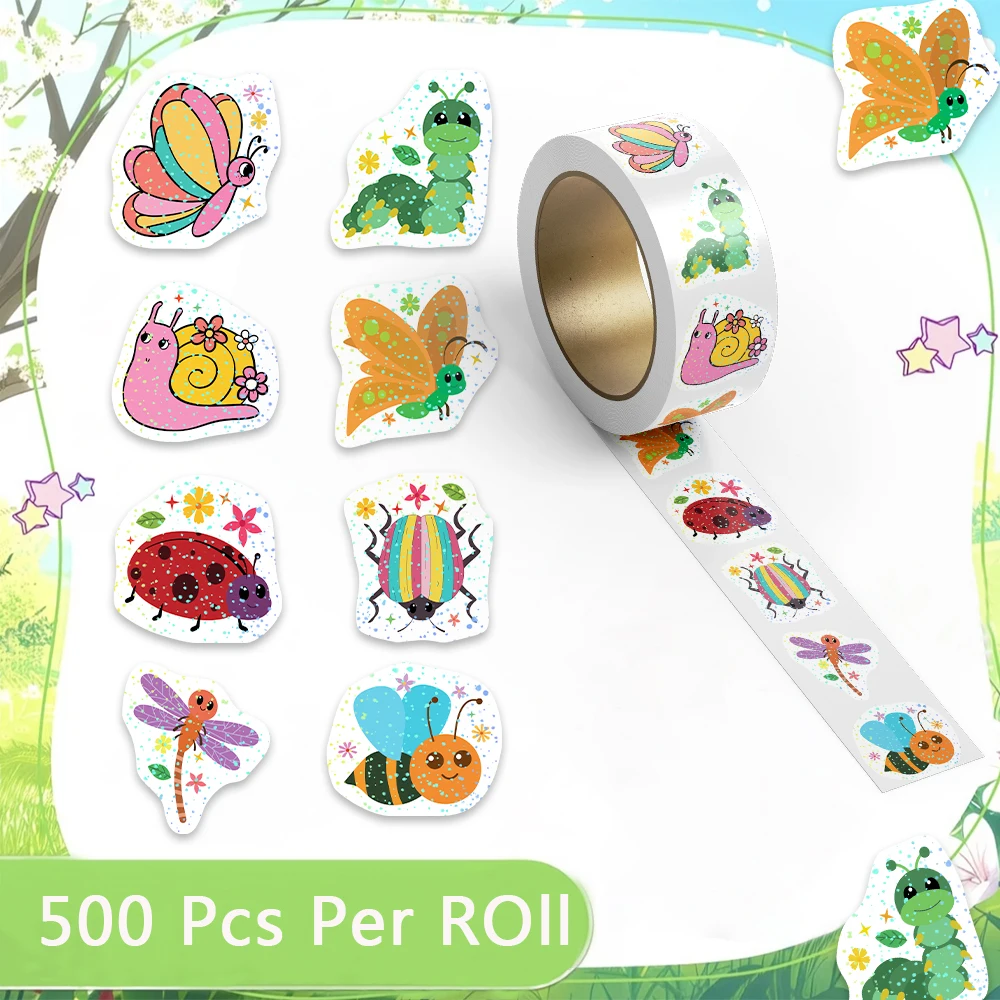 50-500pcs Cartoon Insects Spider Butterfly Roll Stickers Decals For Phone Laptop Notebook Skateboard Guitar DIY Stickers