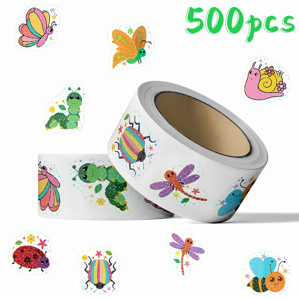 50-500pcs Cartoon Insects Spider Butterfly Roll Stickers Decals For Phone Laptop Notebook Skateboard Guitar DIY Stickers
