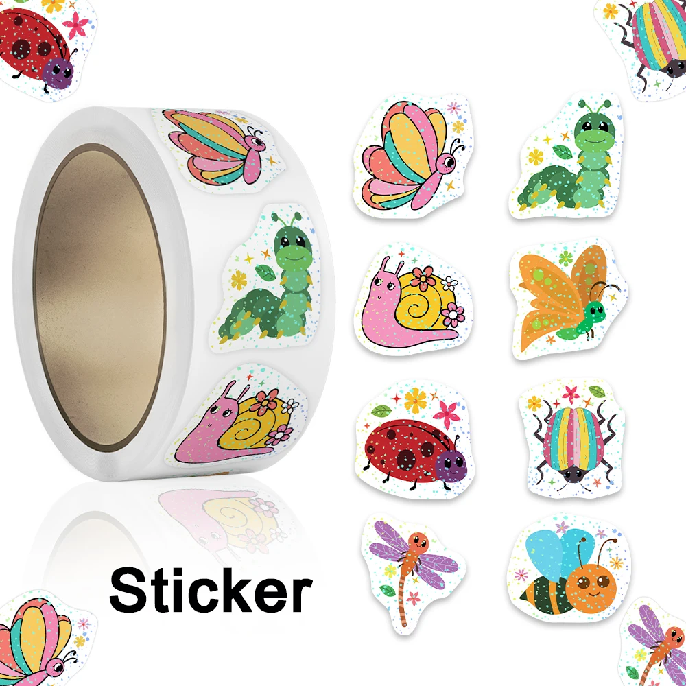 50-500pcs Cartoon Insects Spider Butterfly Roll Stickers Decals For Phone Laptop Notebook Skateboard Guitar DIY Stickers