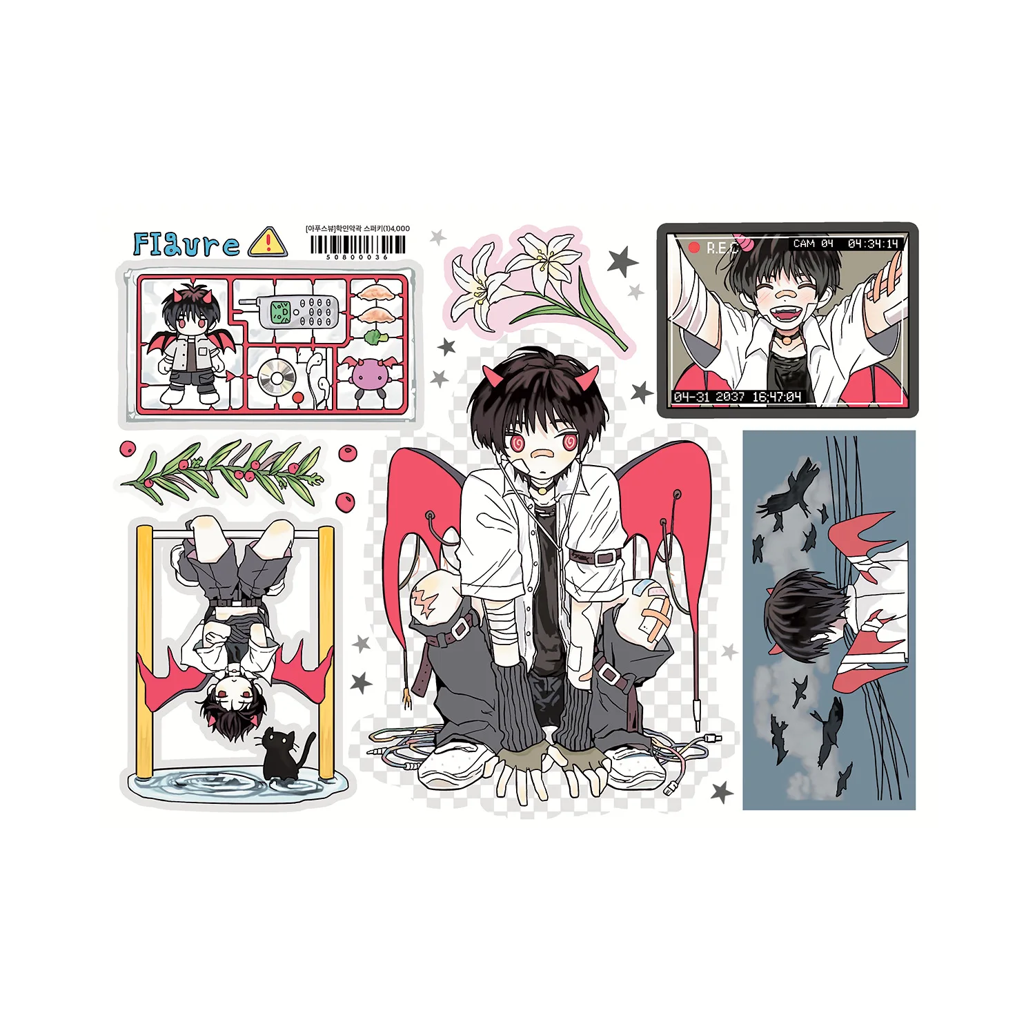 Korean Anime Character Stickers Cartoon Demon Boy Angel Girl Sticker Cute Journal Diary Scrapbook Diy Decorative Stickers