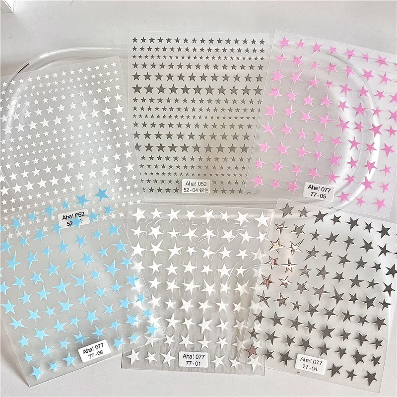 1pcs 5D Kawaii Colorful Star Nail Art Stickers, Self Adhesive Star Nail Decals, DIY Manicure Decoration Accessories