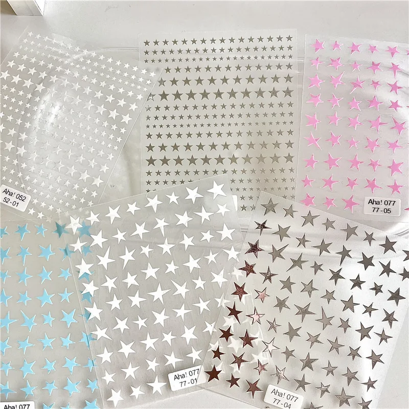 1pcs 5D Kawaii Colorful Star Nail Art Stickers, Self Adhesive Star Nail Decals, DIY Manicure Decoration Accessories