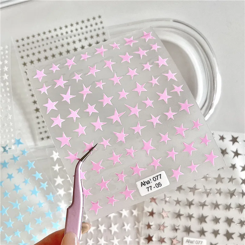 1pcs 5D Kawaii Colorful Star Nail Art Stickers, Self Adhesive Star Nail Decals, DIY Manicure Decoration Accessories