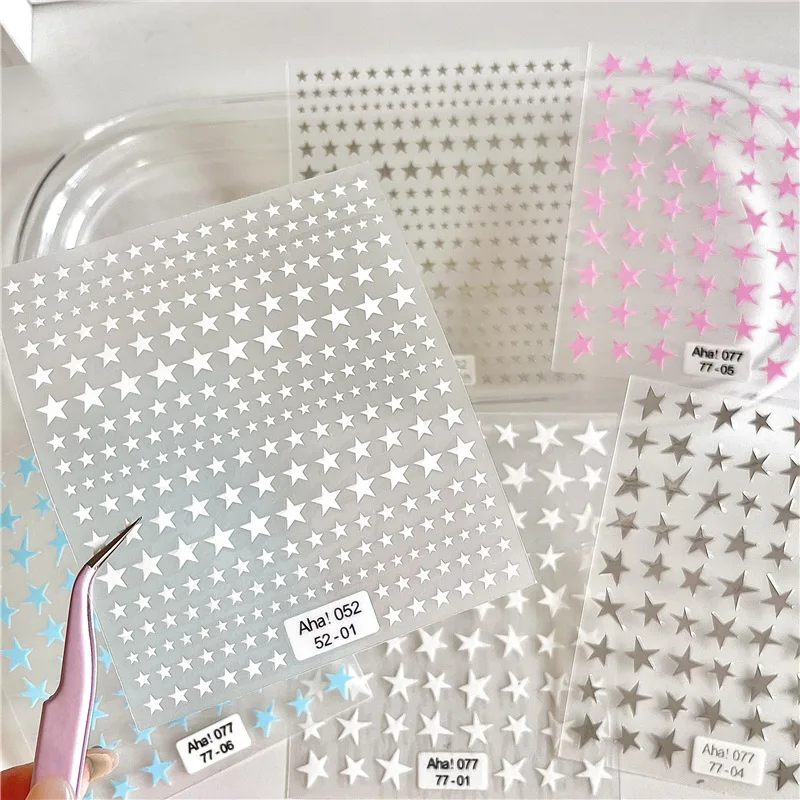 1pcs 5D Kawaii Colorful Star Nail Art Stickers, Self Adhesive Star Nail Decals, DIY Manicure Decoration Accessories