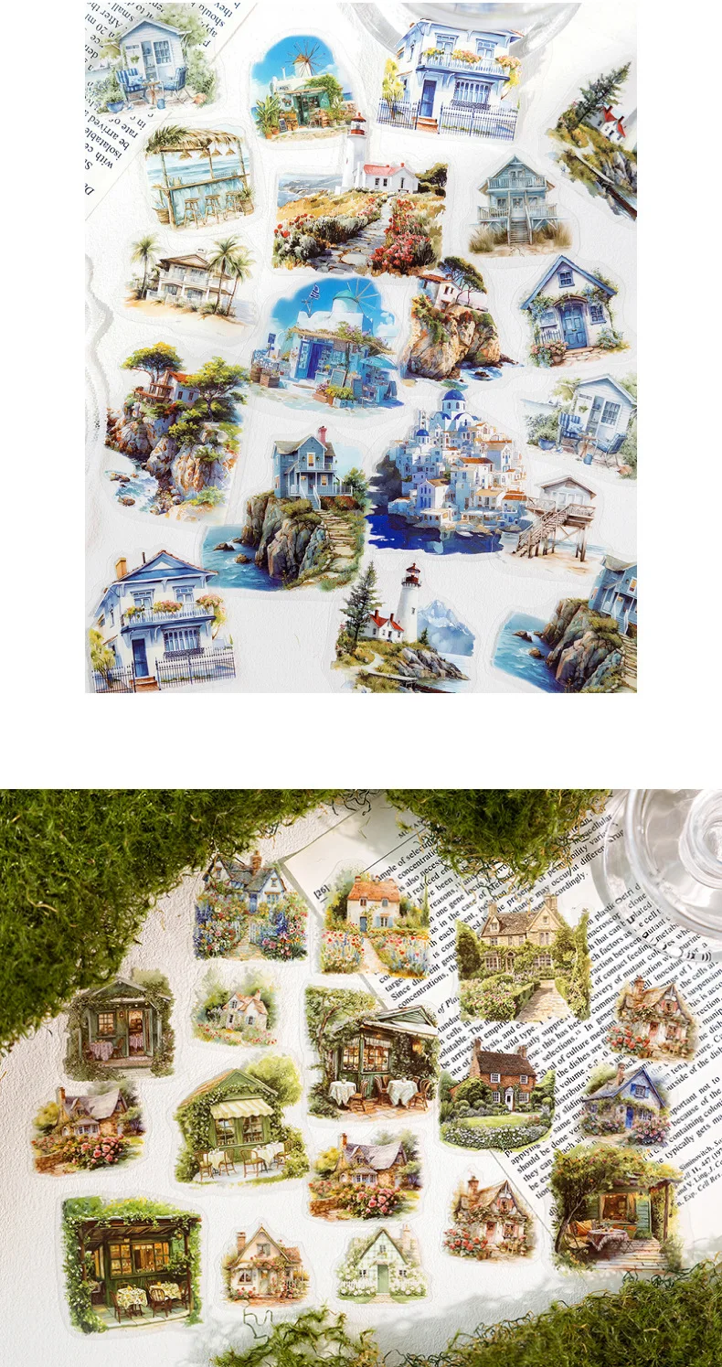 30pcs/1lot Kawaii Scrapbook Stickers Forest Lodge Nature Series Junk Journal Gold Planner Stationery Sticker Planner Decorative