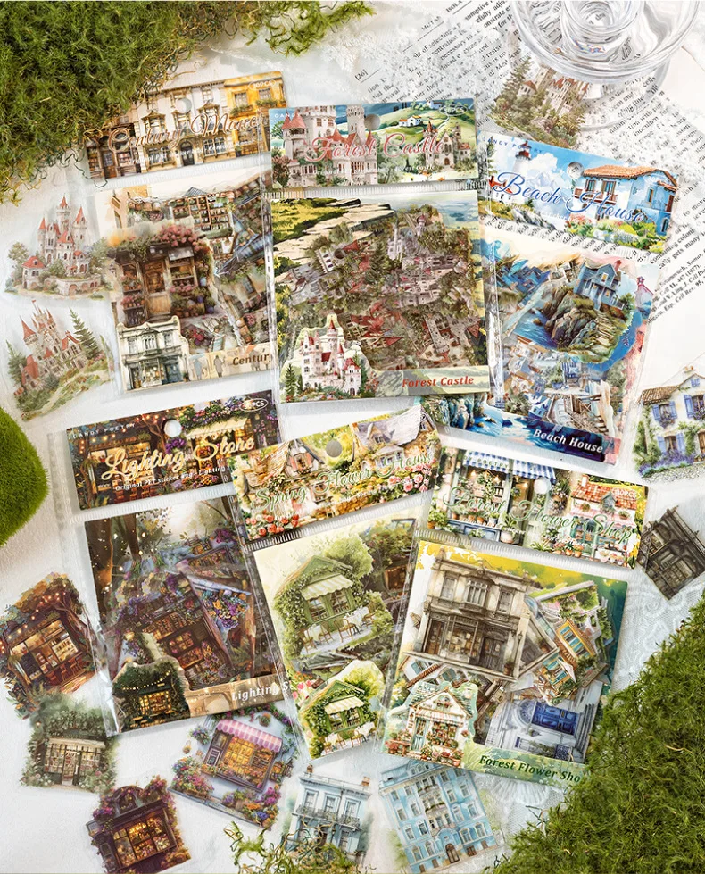 30pcs/1lot Kawaii Scrapbook Stickers Forest Lodge Nature Series Junk Journal Gold Planner Stationery Sticker Planner Decorative