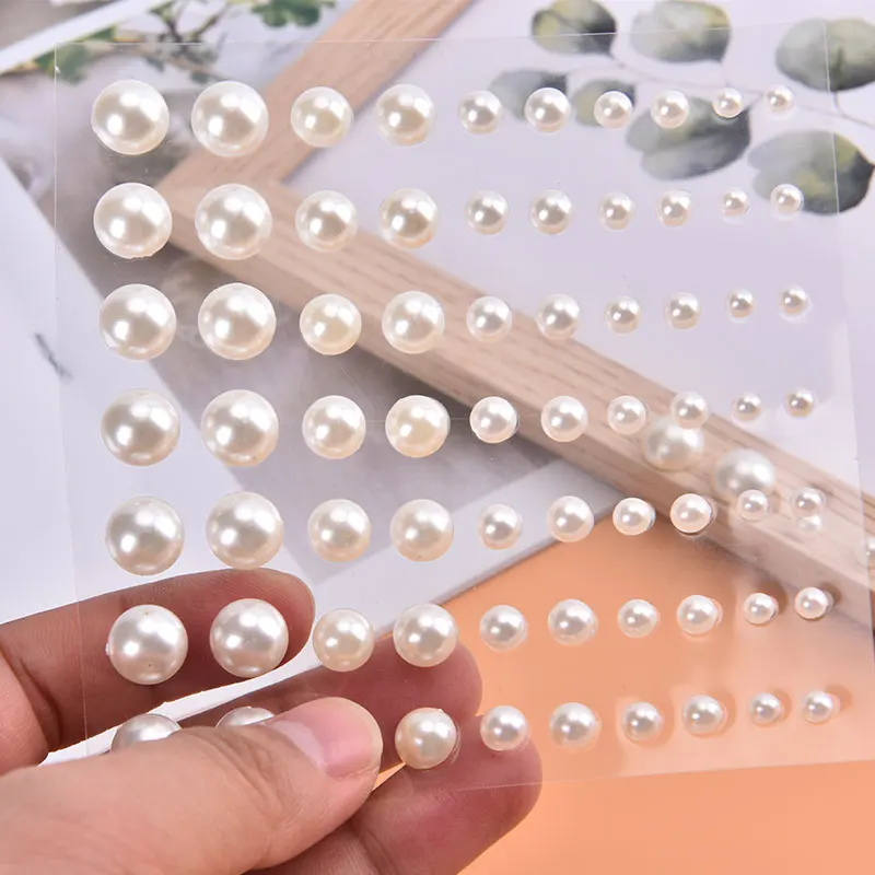 70pcs/ Sheet 3D Pearl Face Jewels Eyeshadow Stickers Self Adhesive Face Body Eyebrow Nail Stickers Decoration