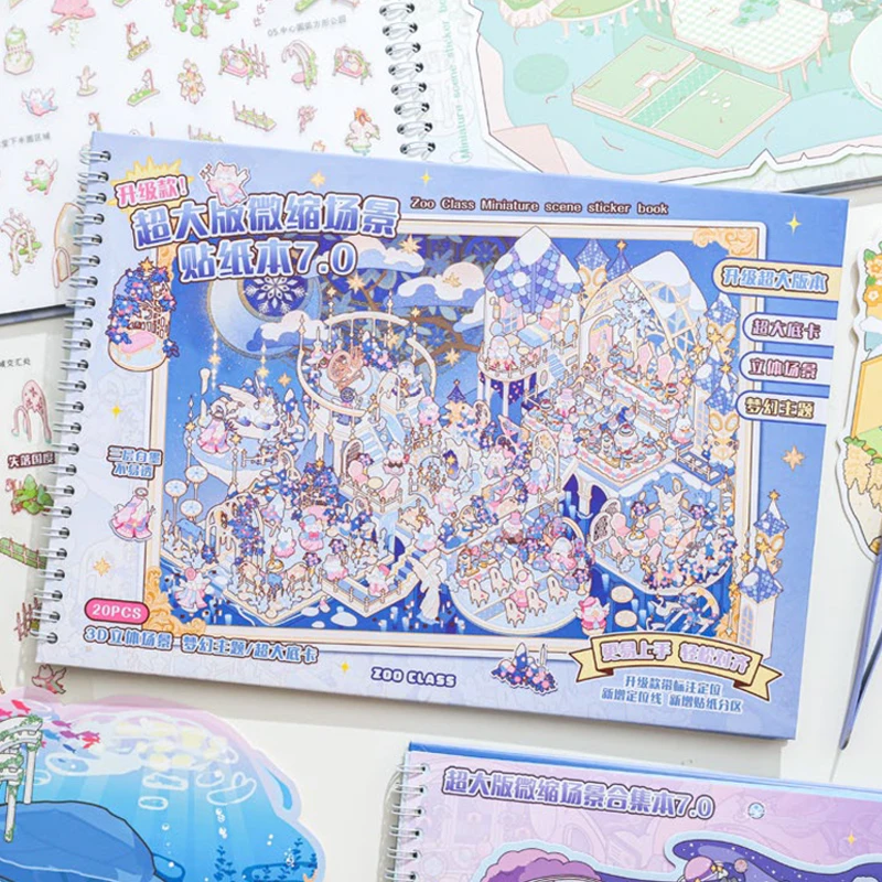 Mr. Paper 20pcs Oversized Miniature Scene Sticker Book 7.0 3D Diorama Journal Decor, Creative Collage Material DIY Stress Relief