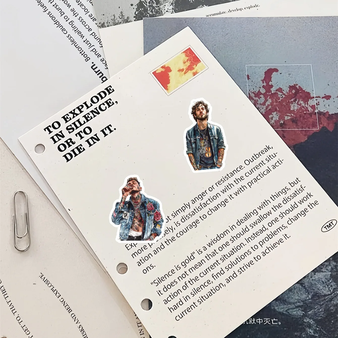 17pcs Cute Watercolor Cute Tattooed Man Stickers For Waterproof Bike Phone Book Travel Luggage Funny Sticker Decals
