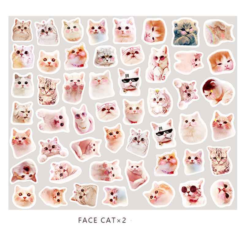 100pcs/pack Cute Kawaii Cat Green Plant Stickers Journal Decorative Stickers Scrapbooking Diary Stationery Album Girls Stickers