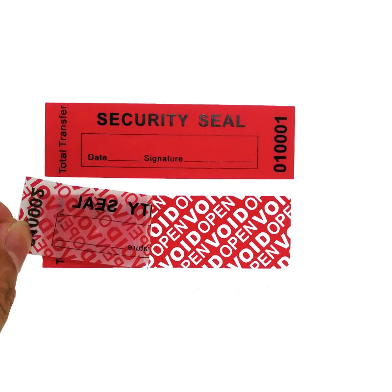 100pcs red high safety Guarantee protection sticker (90X25MM) Security seal tamper-proof guarantee invalid serial number sticker