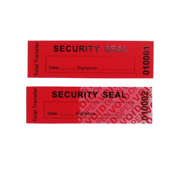100pcs red high safety Guarantee protection sticker (90X25MM) Security seal tamper-proof guarantee invalid serial number sticker