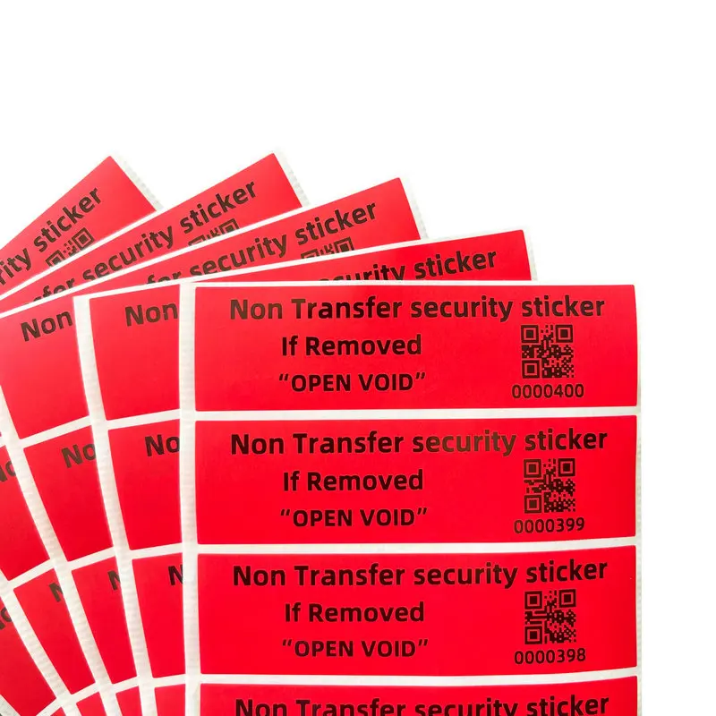 100pcs red high safety Guarantee protection sticker (90X25MM) Security seal tamper-proof guarantee invalid serial number sticker