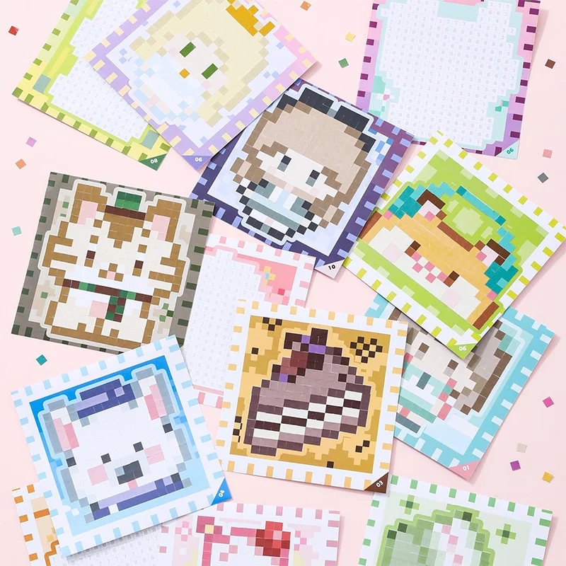 Mr. Paper 23pcs Pixel Bead Sticker Book 3.0 - 3D Pixel Journal Supplies, Creative Bean Collage Decor, Fun Stationery Stickers