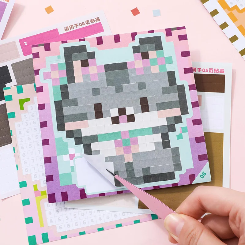 Mr. Paper 23pcs Pixel Bead Sticker Book 3.0 - 3D Pixel Journal Supplies, Creative Bean Collage Decor, Fun Stationery Stickers
