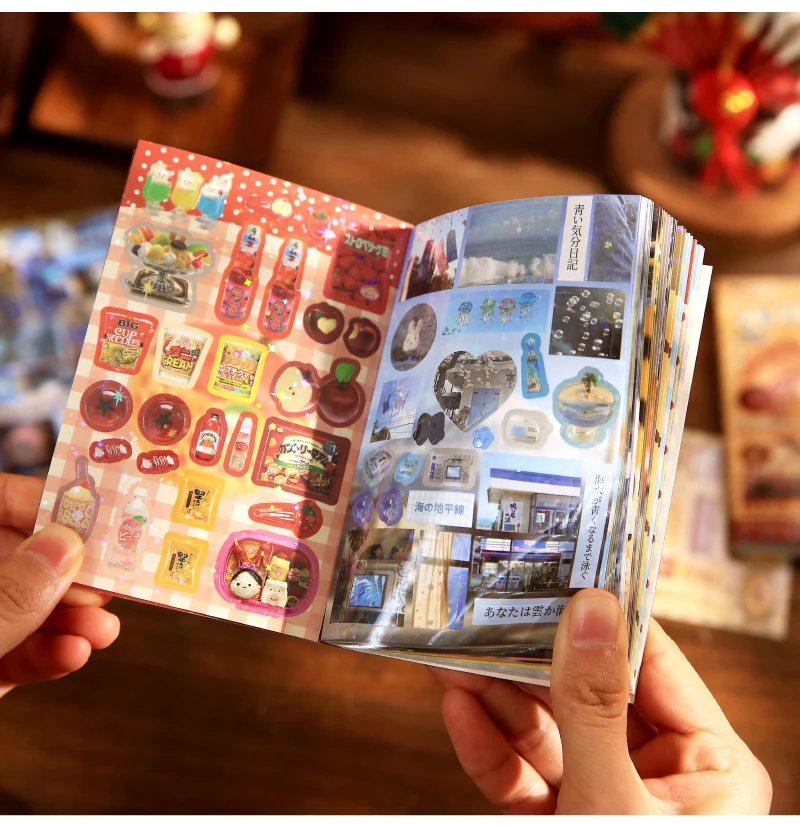 30/60 Sheets Retro Y2K Style Cut Film Sticker Book Japanese Sticker Journal Handbook DIY Scrapbooking Kawaii Stationery Stickers