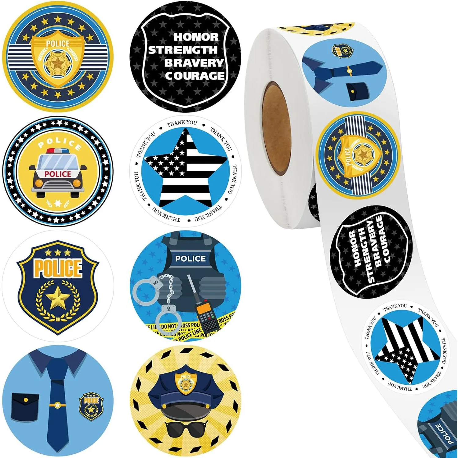500Pcs /1 Rolls 2.5cm/1inch Firefighter Children's Toy Stickers Shaped Sticker Decoration Gift Box Sticker Label Stationery