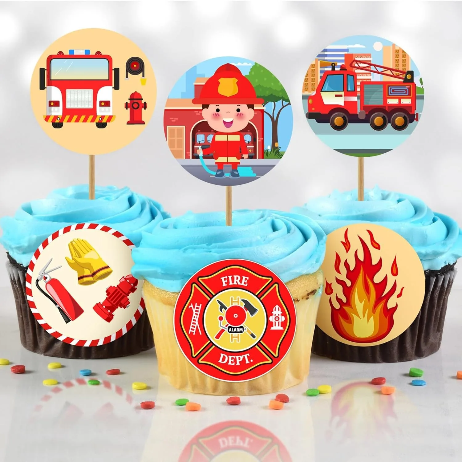 500Pcs /1 Rolls 2.5cm/1inch Firefighter Children's Toy Stickers Shaped Sticker Decoration Gift Box Sticker Label Stationery