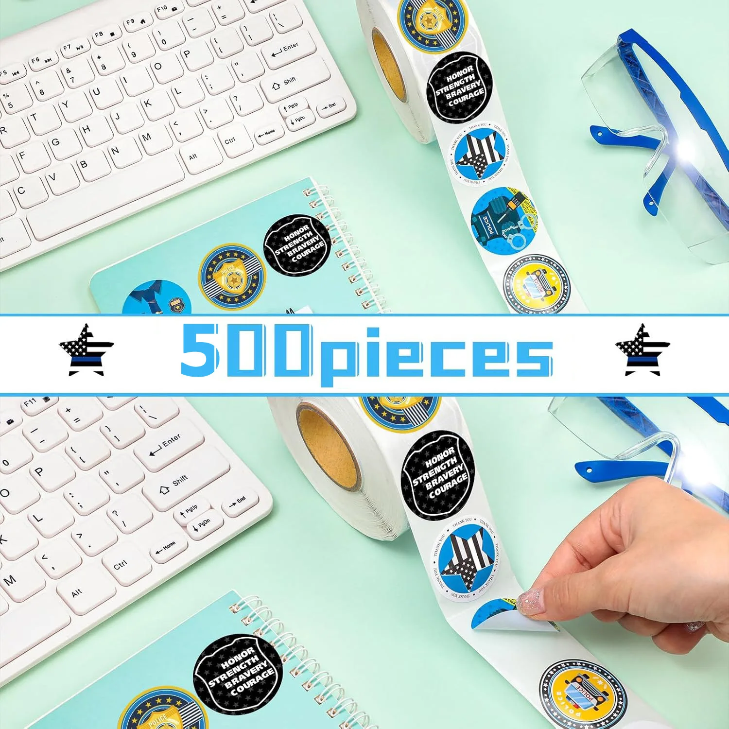 500Pcs /1 Rolls 2.5cm/1inch Firefighter Children's Toy Stickers Shaped Sticker Decoration Gift Box Sticker Label Stationery