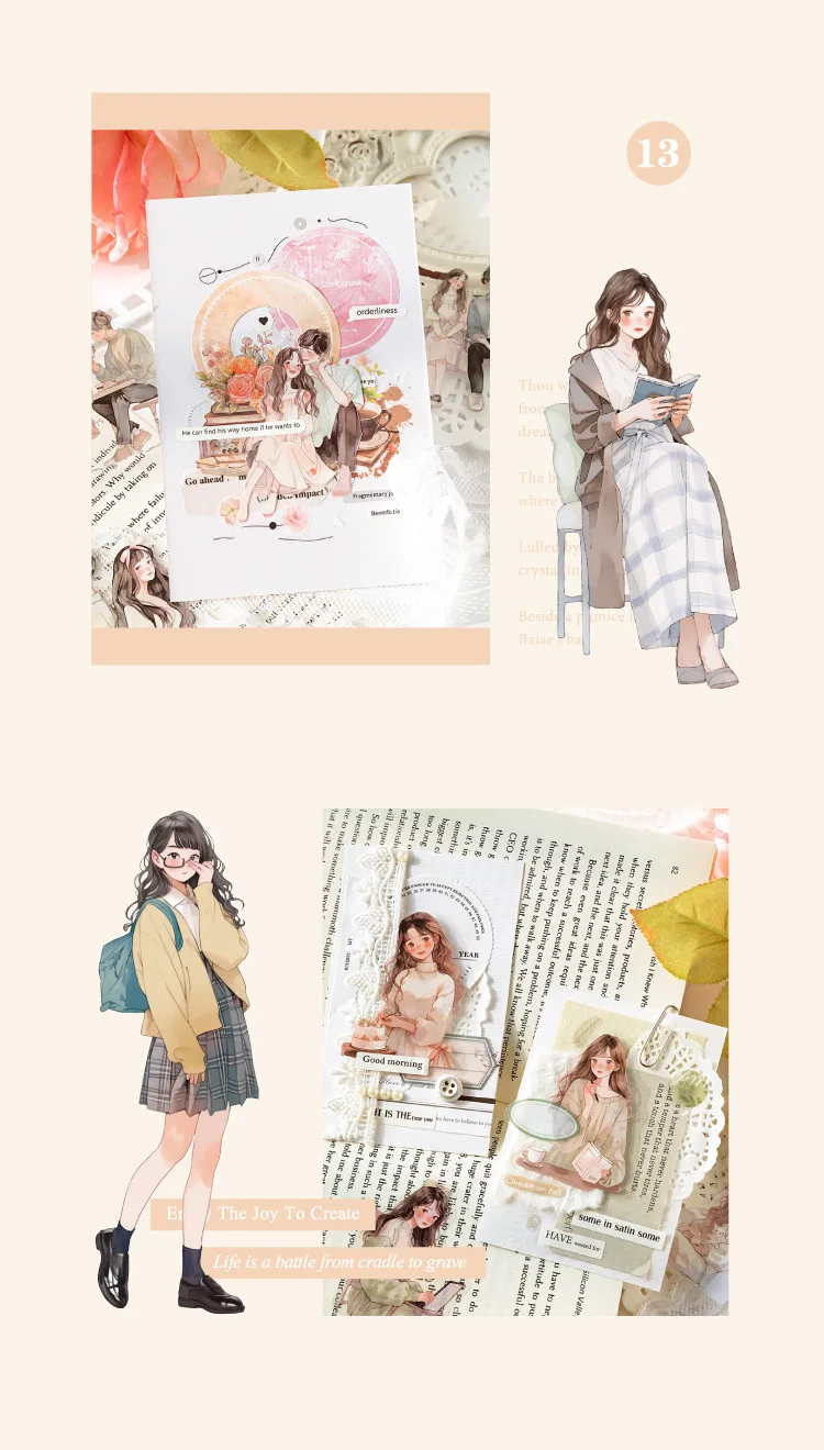 30pcs/1lot Kawaii Scrapbook Stickers bits of news from life Junk Journal Gold Planner Stationery Sticker Planner Decorative