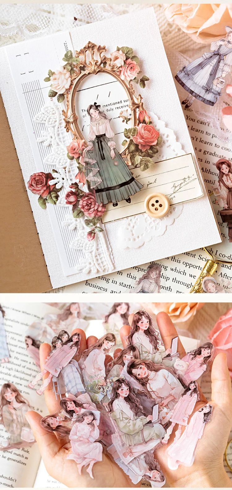 30pcs/1lot Kawaii Scrapbook Stickers bits of news from life Junk Journal Gold Planner Stationery Sticker Planner Decorative