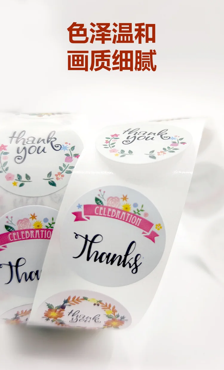 500pcs Labels Roll Flower Thank You Stickers Scrapbooking For Gift Decoration Stationery Sticker Seal Label Handmade Sticker