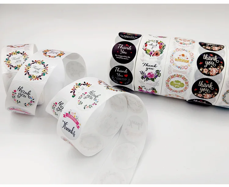 500pcs Labels Roll Flower Thank You Stickers Scrapbooking For Gift Decoration Stationery Sticker Seal Label Handmade Sticker