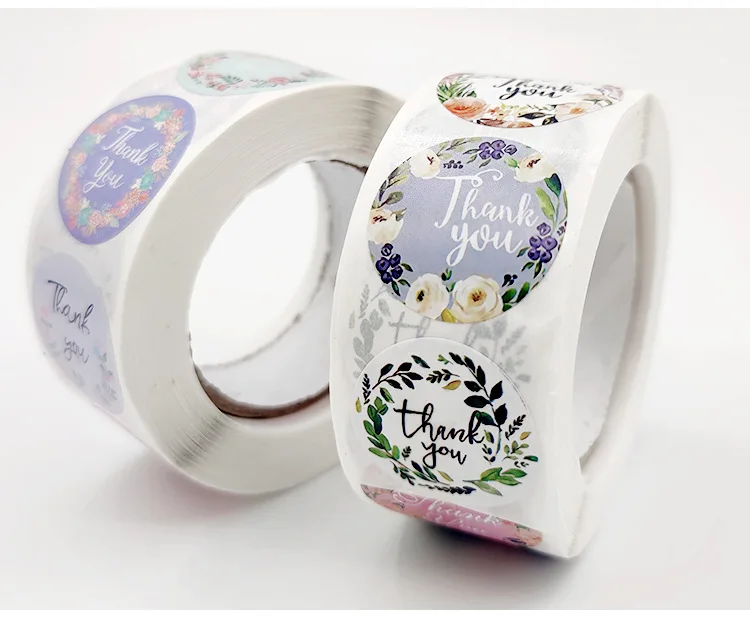 500pcs Labels Roll Flower Thank You Stickers Scrapbooking For Gift Decoration Stationery Sticker Seal Label Handmade Sticker