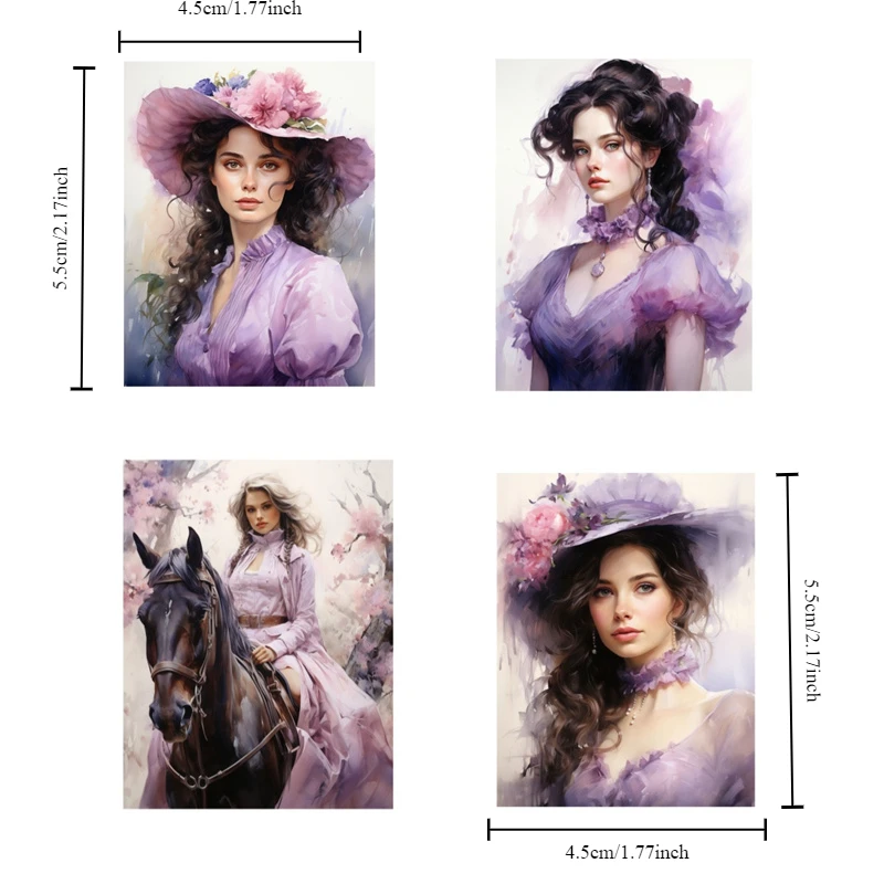 Stickers Watercolor Retro Purple Victoria Garden Girl Stickers DIY Scrapbook Diary Project Decoration Vintage Scrapbooking