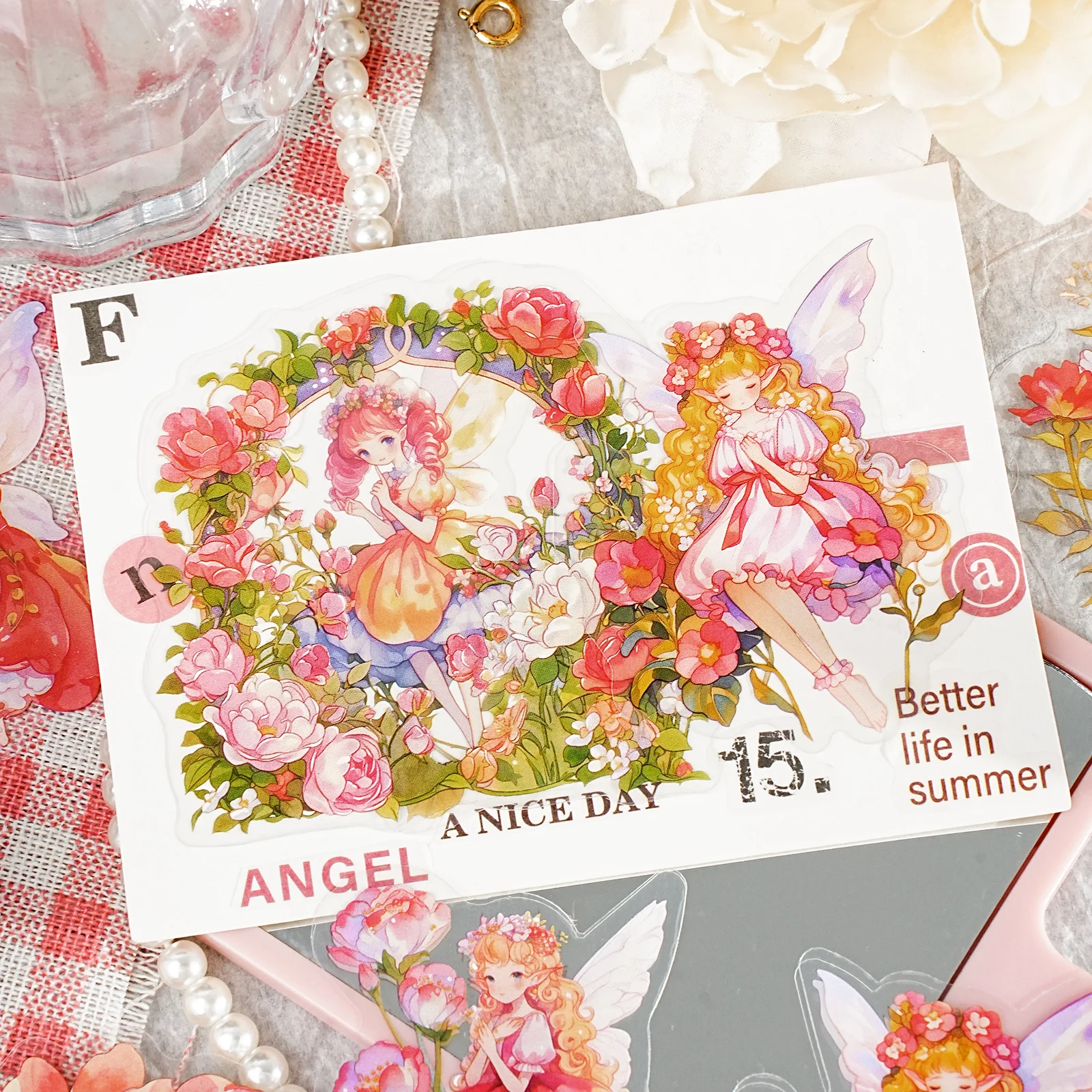 Etori Life Flower Fairy Song Series Cartoon Cute Girl Character Pet Stickers for Decorating Laptops, Phone Cases, Suitcases, Photo Albums, Scrapbooks, Gift Boxes, Student Stationery, Children's Stickers, Waterproof Stickers, Small Gifts