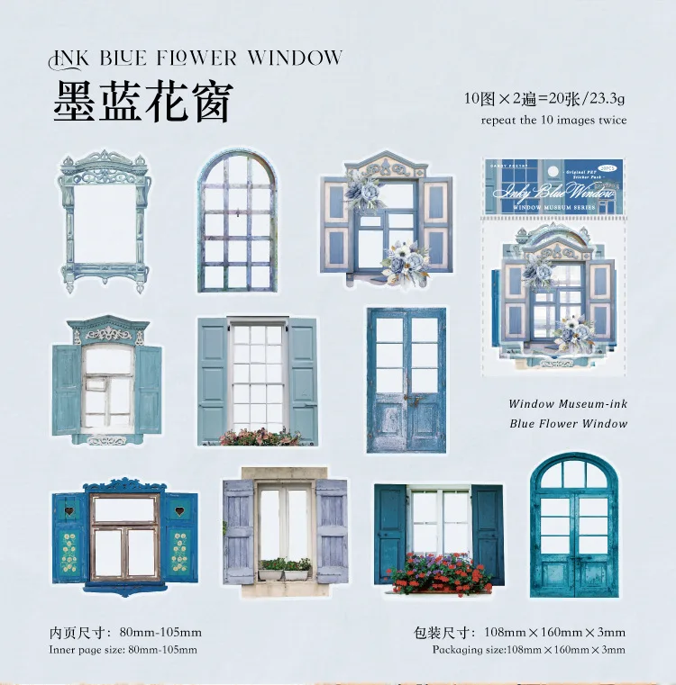20pcs/1lot Kawaii Scrapbook Stickers Window Museum Junk Journal Gold Planner Stationery Sticker Planner Decorative