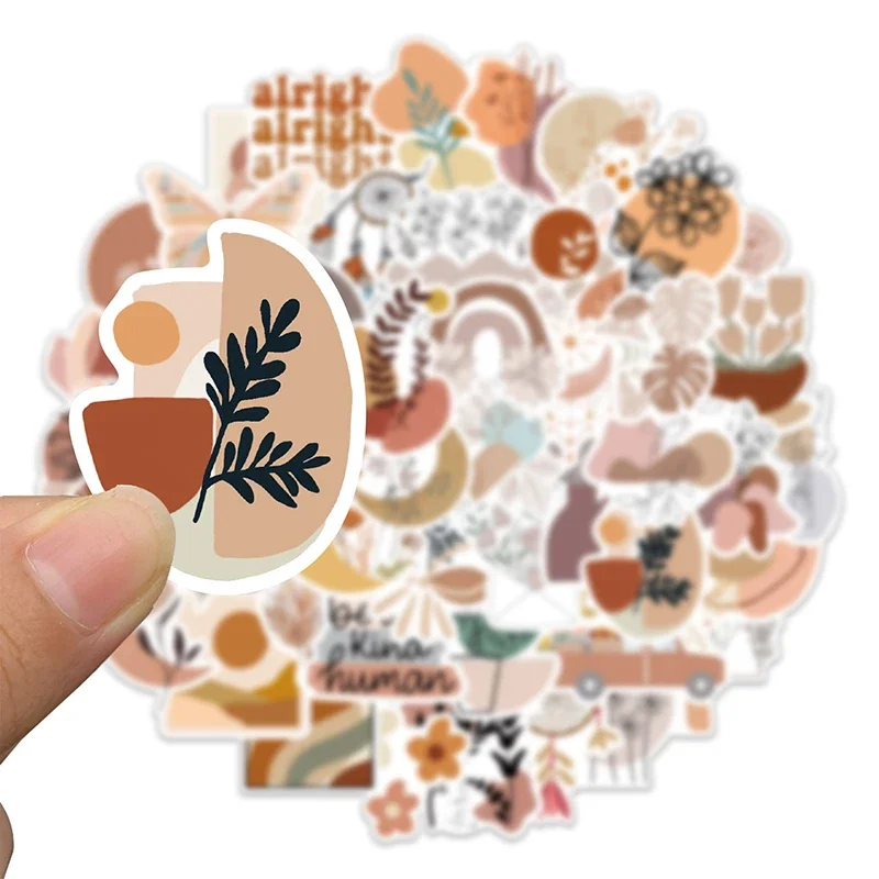 10/30/50PCS Kawaii Bohemian Flower Sticker Aesthetic PVC Decoration Scrapbooking Stationery School Supplies